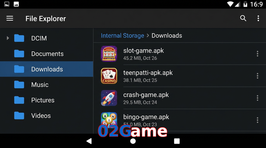 Main screen of 02Game gameapk page for PK players